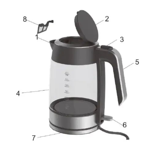 cookworks MK-17G01B Brushed Stainless Steel Glass Kettle fig 1