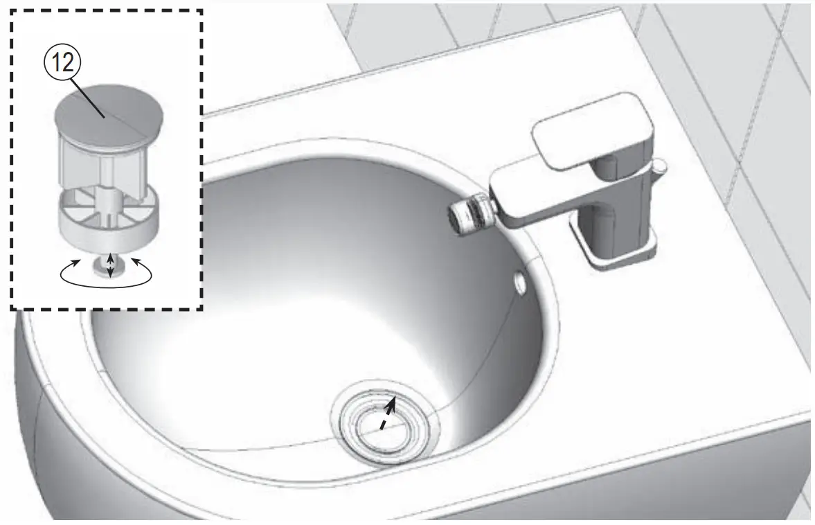 RAVAK C-C X070155 Bidet Standing Tap Click Clack - Figure 17