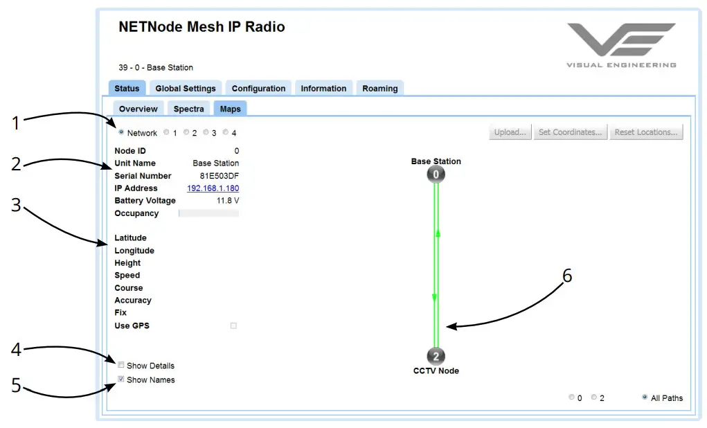 VISUAL ENGINEERING DropCam SDR Rapid Deployable Mesh Enabled Camera - Status Tab - Maps