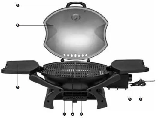 Gasmate BQ1065 Odyssey Electric 2200W Portable BBQ - PARTS DESCRIPTIONS