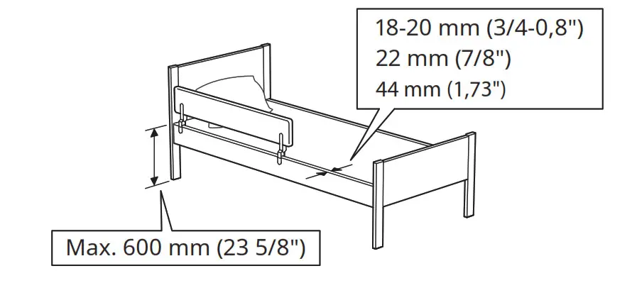 IKEA 801.251.24 NATTAPA Bed Frame and Side Support - Figure 1