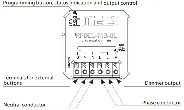 inELs RFDEL 71B SL Universal Dimmer - output control