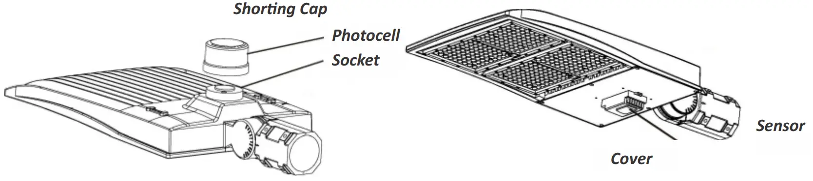 JADEMAR LIGHTING JAL CPS Area Light Series with Universal Mount - SENSOR LOCATION