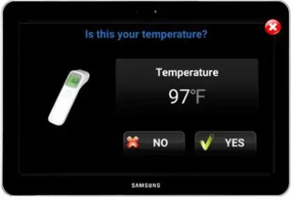 TaiDoc TD-1242BT Thermometer User Guide - Aim the device at the center of the forehead 1 to 2.5 inches away from the skin