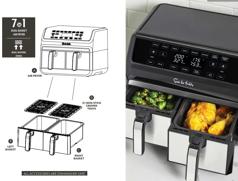 MON CHATEAU 1802 Dual Basket Air Fryer - Box