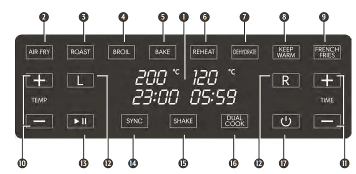 MON CHATEAU 1802 Dual Basket Air Fryer - CONTROL