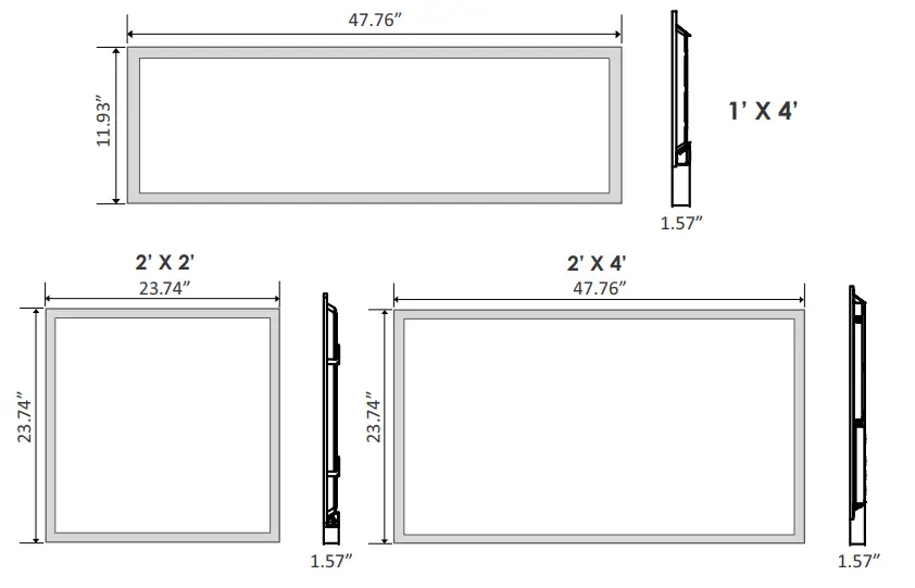 JADEMAR LIGHTING JFP-BL SERIES Back-Lit LED Flat Panel Troffer - DIMENSIONS