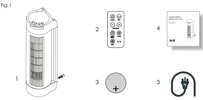 NSA Dual Position Midi Tower Fan MTFDC-included