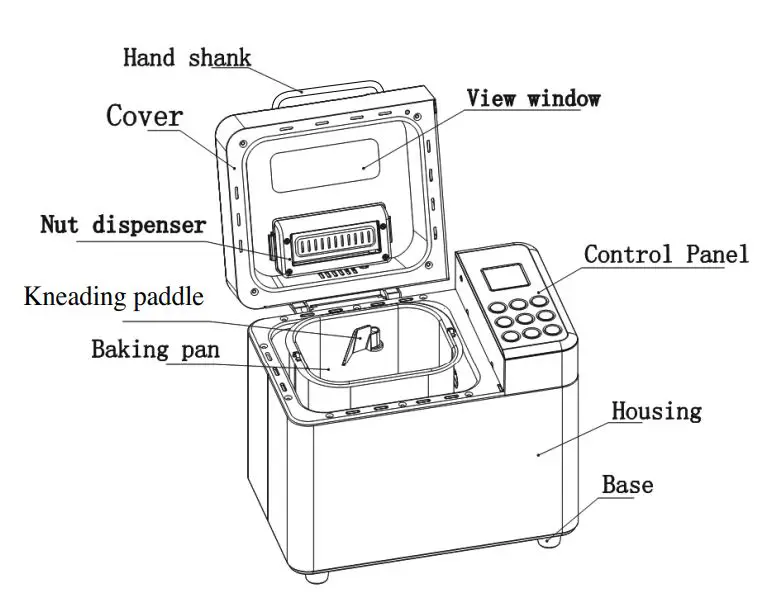 CUCKOO Compact Automatic Bread Maker CBM-AAB101S User Manual - Parts