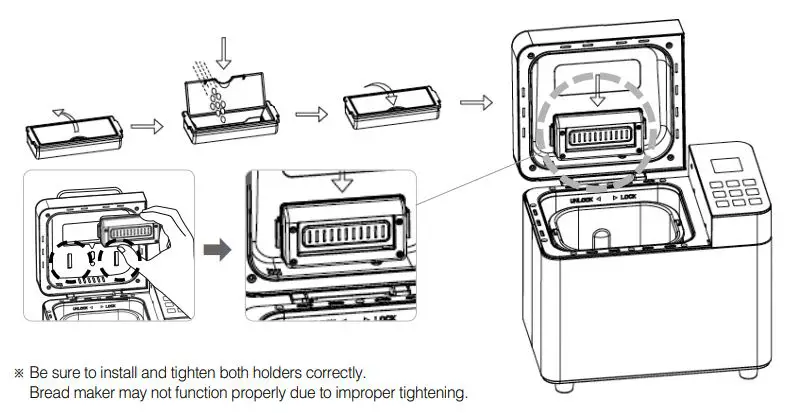 CUCKOO Compact Automatic Bread Maker CBM-AAB101S User Manual - Using the fruit & nut dispenser