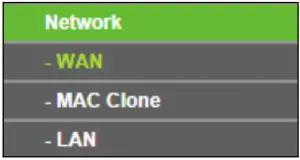Network menu Interface
