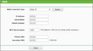 WAN Static IP Interface