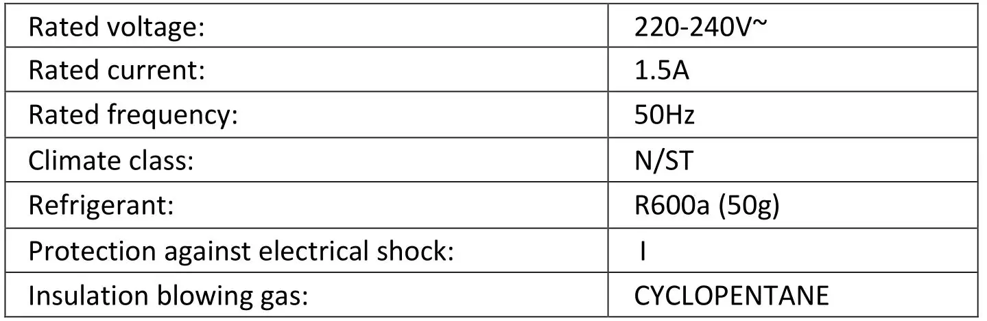 GERATEK Victoria GT1200W Chest Freezer - TECHNICAL SPECIFICATIONS