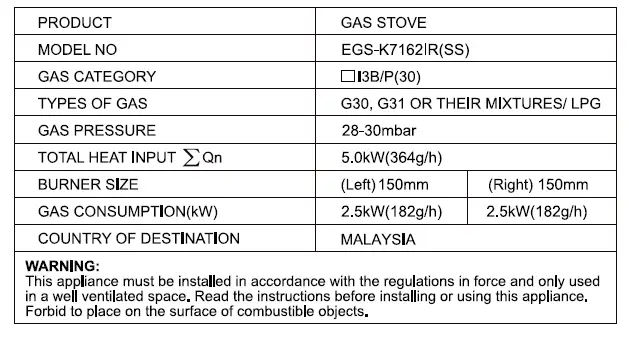 ELBA EGS-K7162IR(SS) Stainless Steel Infrared Heating FIG 8