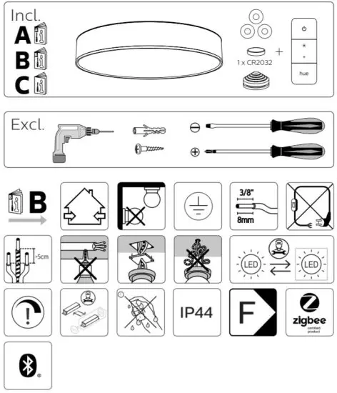 PHILIPS Enrave M Hue Pendant Ceiling Lamp - Devere M