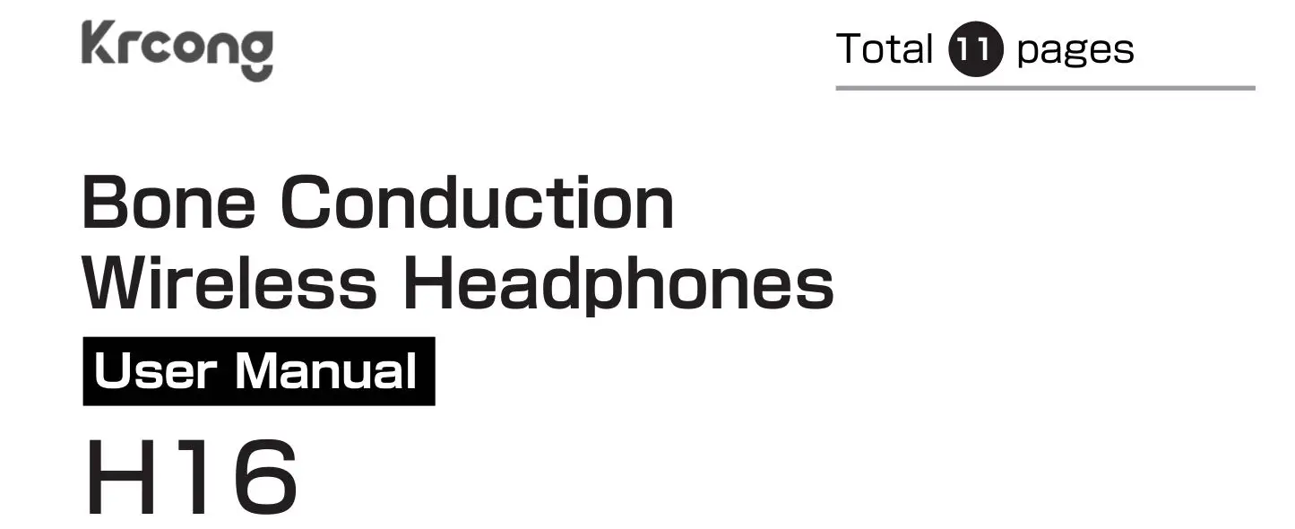 Krcong H16 Bone Conduction Wireless Headphones User Manual