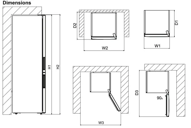 Romo RCS2232W Combi Refrigerator - dimensions