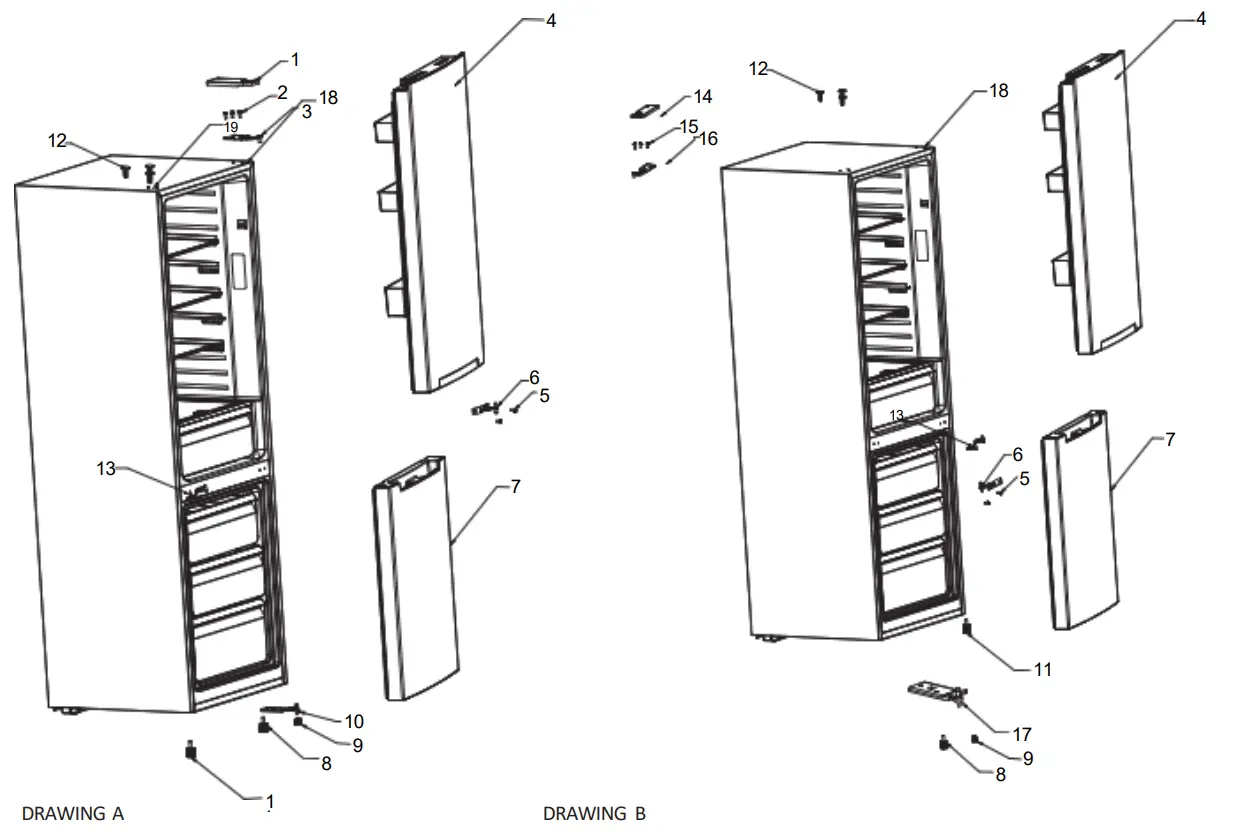 FORTE F12BFRES450SS 24 Inch Bottom Freezer Refrigerator - DRAWING