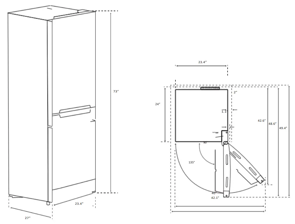 FORTE F12BFRES450SS 24 Inch Bottom Freezer Refrigerator - PRODUCT FEATURES 1