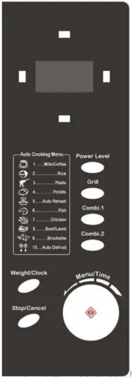 H Koenig vio9 1000W Microwave Oven - CONTROL PANEL