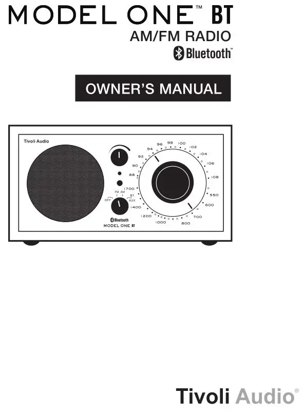 Model One BT AM or FM Radio User Manual