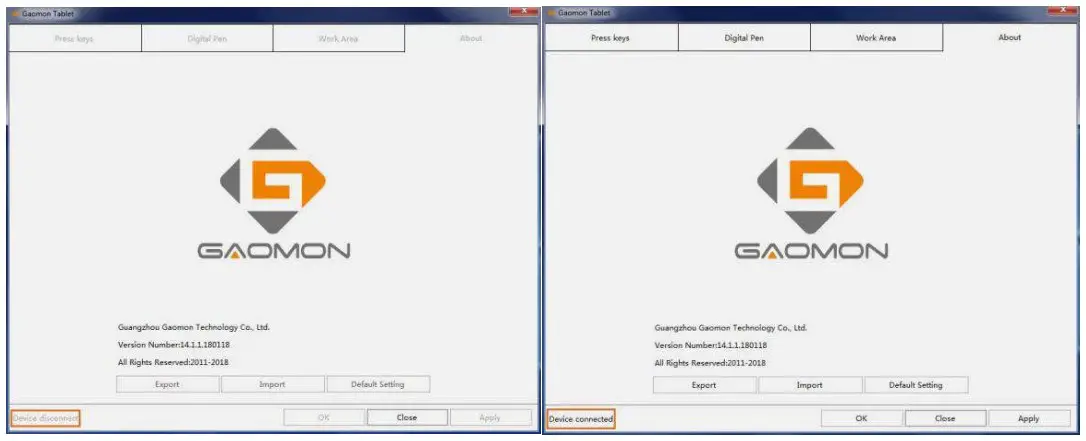 GAOMON ART Digital Grapahic Device connected