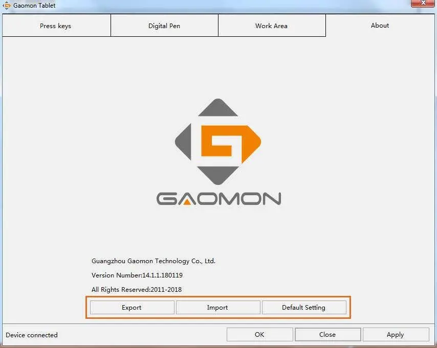 GAOMON ART Digital Grapahic repeated settings