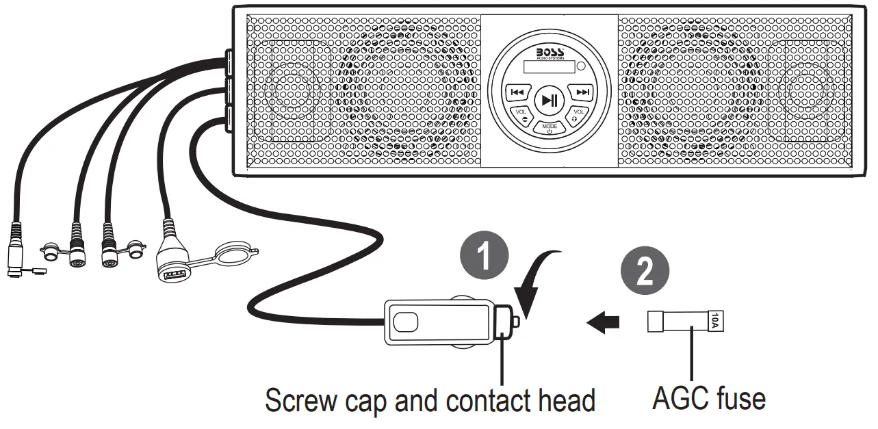 BOSS AUDIO SB18BRGB Bluetooth 18-Inch Amplified Sound Bar - Screw cap