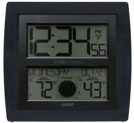 La Crosse S74870 Curved Digital Atomic Wall Clock with Moon Phase