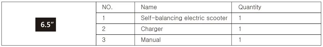 LIKE SPORTING L80000920 JD6 6.5 Inch Self Balancing Hoverboard User Manual - Packing list