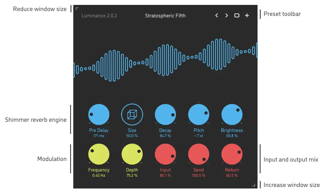 SINEVIBES Luminance c2 Shimmer Reverb - INTERFACE