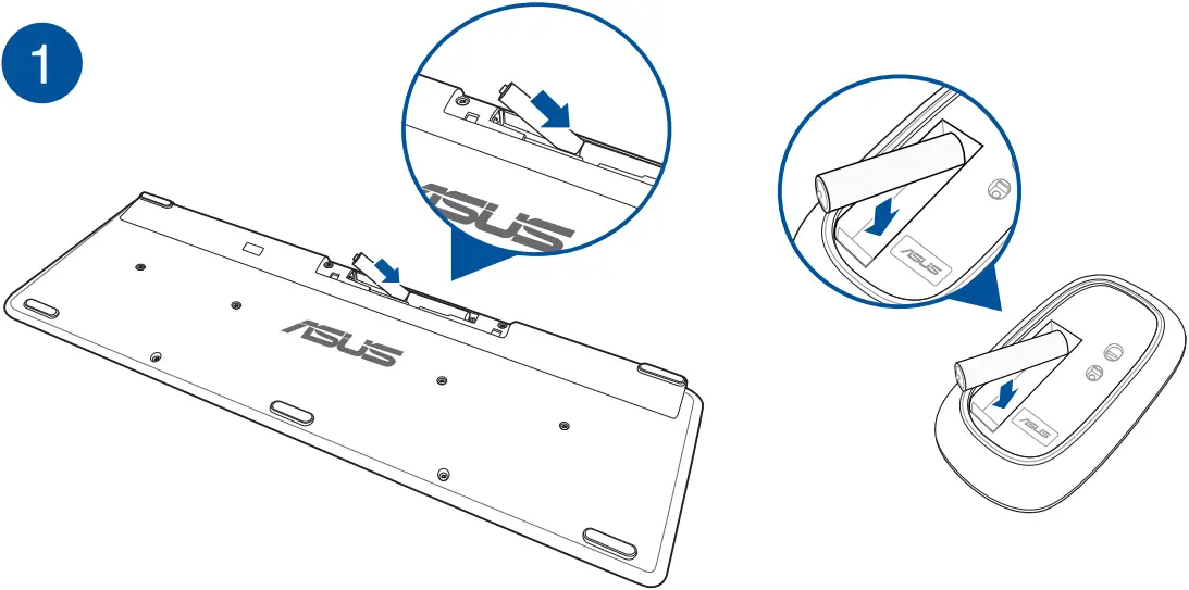 E1600WK - Connecting wireless keyboard and mouse 1