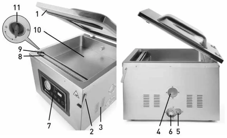 Hendi Vacuum Packaging Machine - Main parts of the appliance