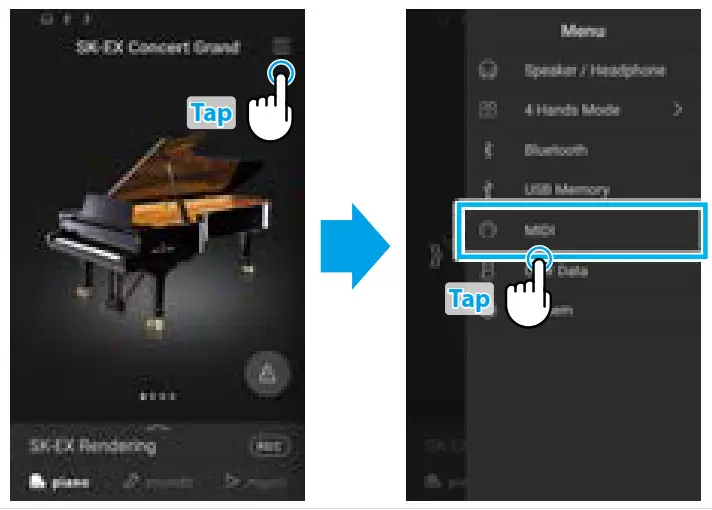 Novus NV10S NV5S - Entering the MIDI Settings menu