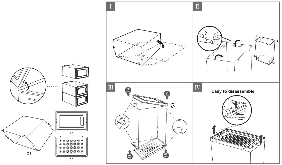 UNBRANDED SXBHPFM6Y 8-Pair Black Foldable Stackable Storage Plastic Shoe Boxes - Fig 4