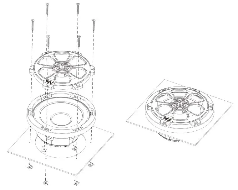 PYLE PLMR65C2B Two-Way Marine Component-Coaxial Speaker System - Put the grill back to the speaker and fasten the screws