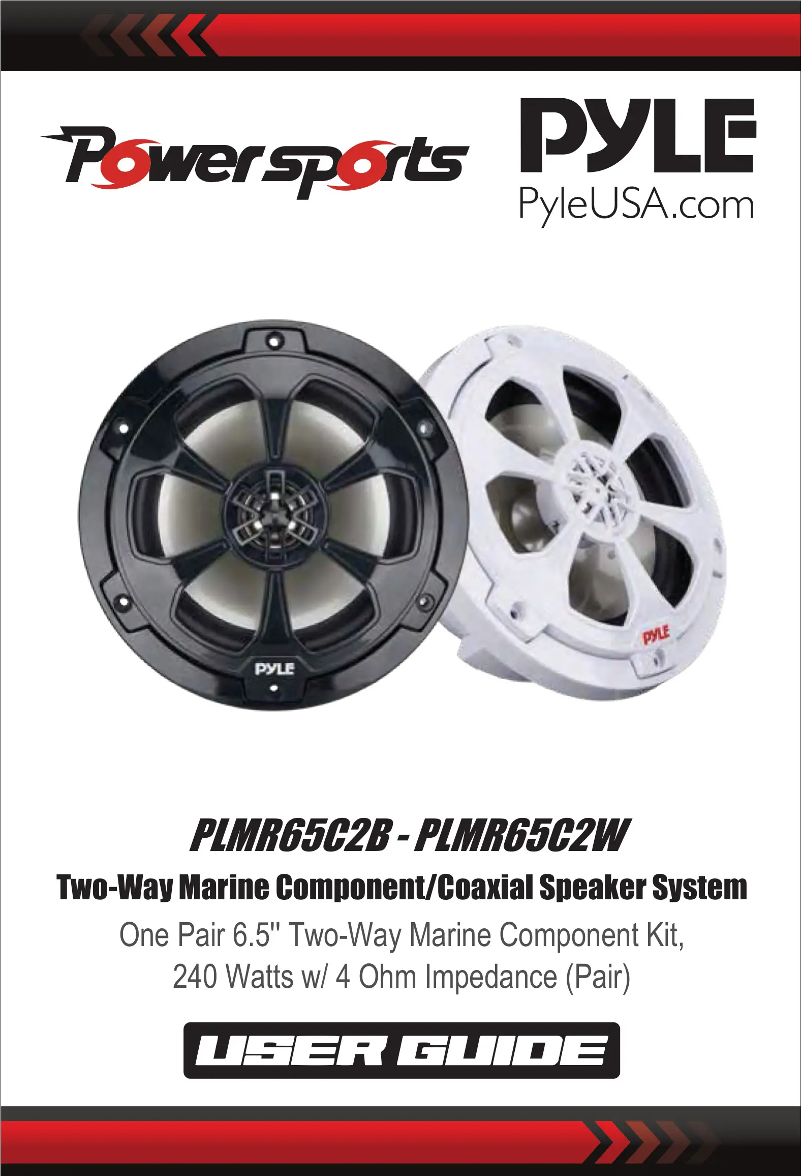 PYLE PLMR65C2B Two-Way Marine Component-Coaxial Speaker System User Guide