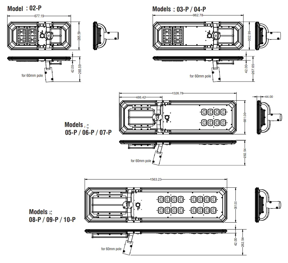 Xmart STL 3 I Street Light - Dimensions