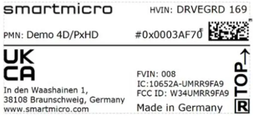 Smartmicro DRVEGRD 169 UMRR 9F Multi Mode Corner Radar - Figure 9