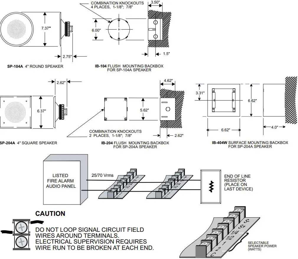 Mircom SP-Series 4 Inch Bright White Speakers-FIG3