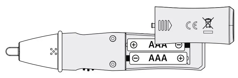 Laserliner AC-Check Non Contact Voltage Tester CAT III 1000 V LED Instruction Manual - Inserting batteries