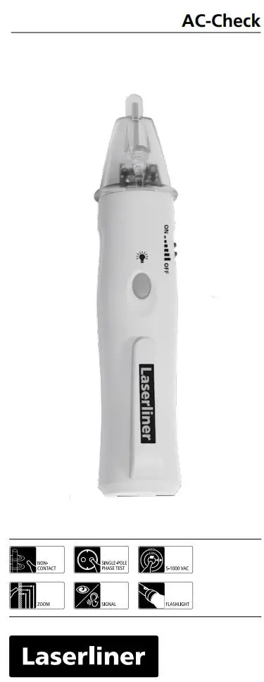 Laserliner AC-Check Non Contact Voltage Tester CAT III 1000 V LED Instruction Manual