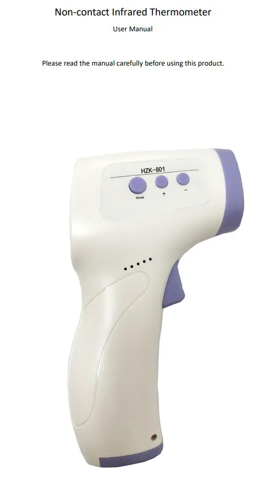 Susan HZK-801 Non-Contact Infrared Thermometer User Manual
