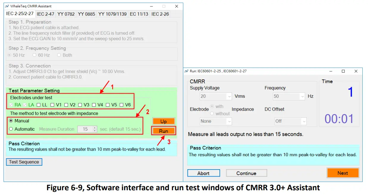 WHALETEQ CMRR 3 0+ Common Mode Rejection Ratio Tester - Software interface