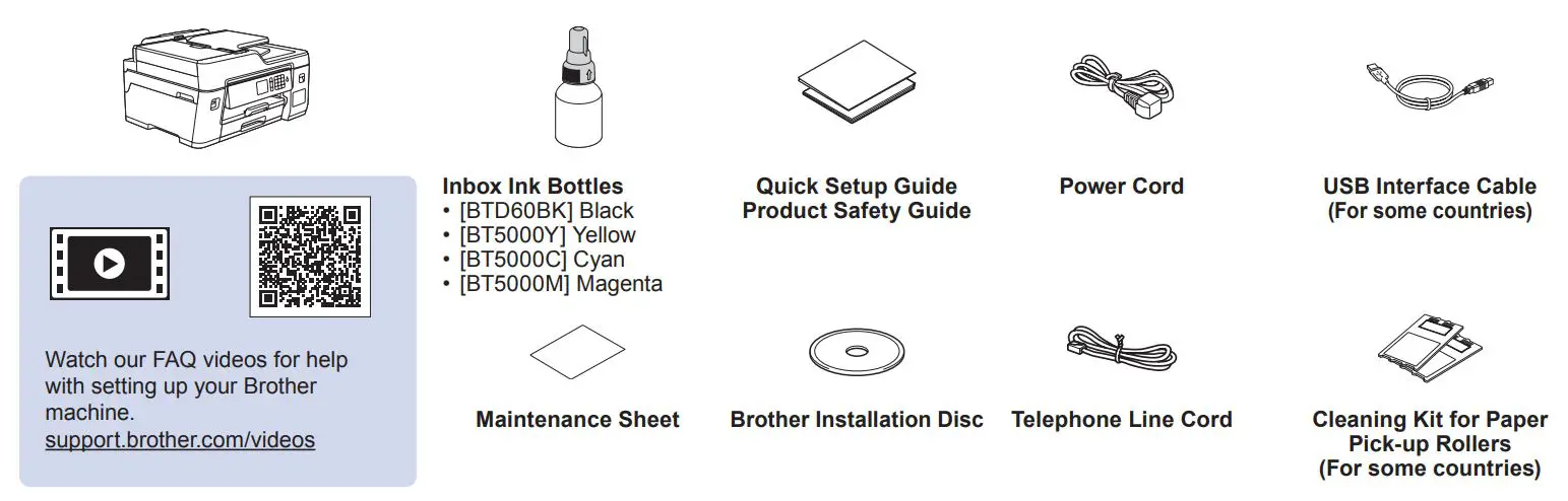 brother MFC-T4500DW Inkjet Multi Function Printer Installation Guide - Unpack the machine and check the components