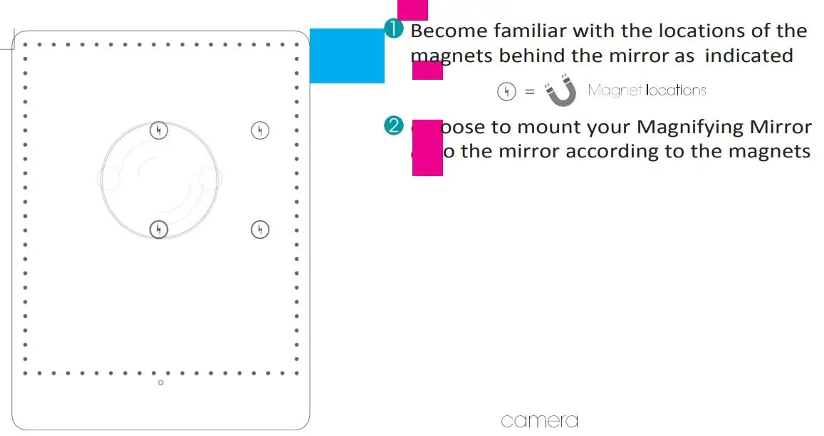 Glamcor Global RIKIPRETTY LED Lighted Mirror Instructions - See the details with the magnifying mirror
