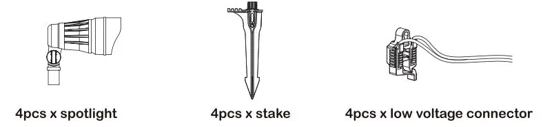 home zone IWH2301LL 4PK Outdoor Low Voltage LED Spot Light Instruction Manual - Parts