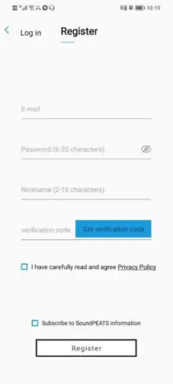 SoundPEATS - User registration 1