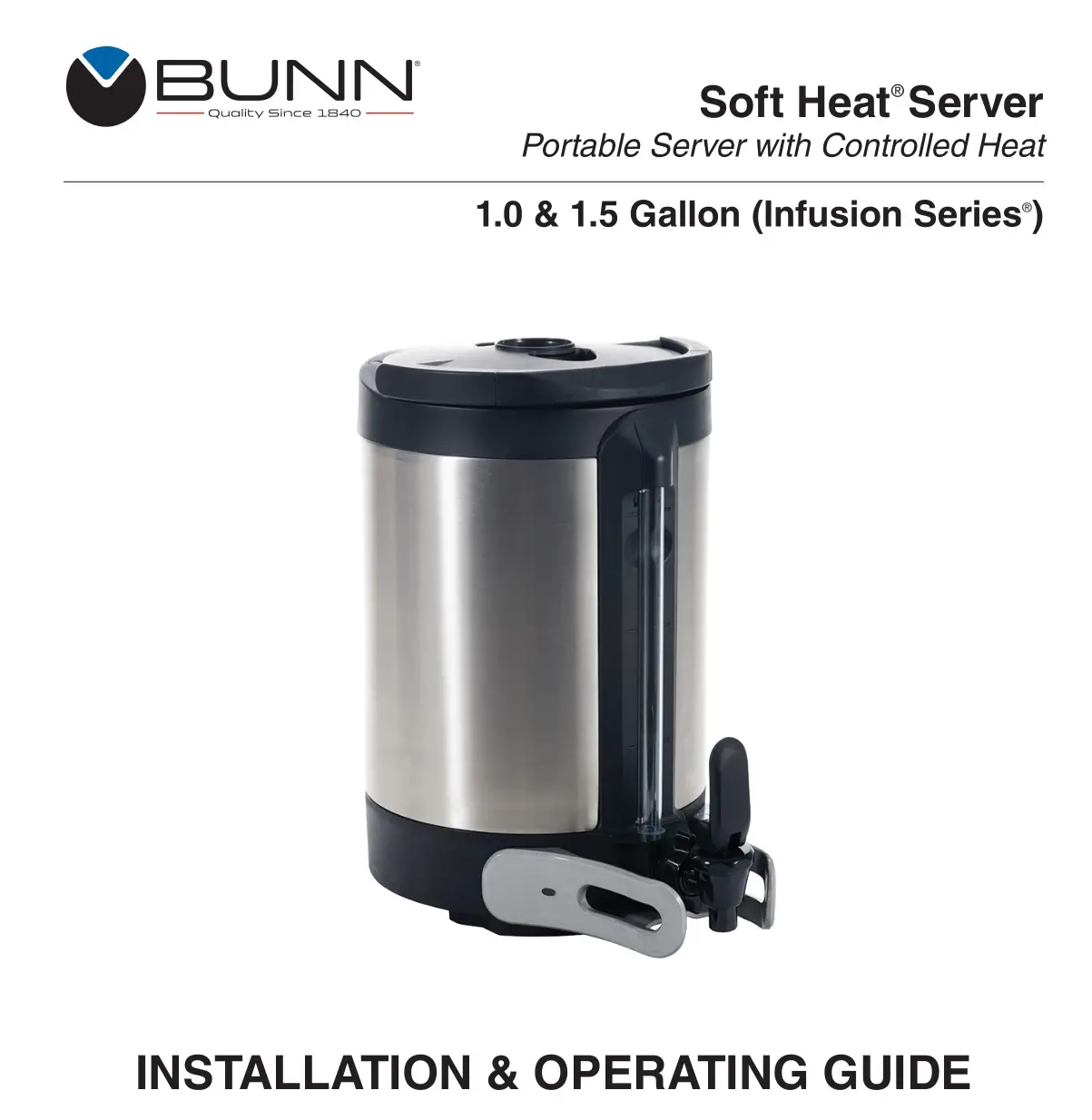 BUNN 54300.0101 1.0 and 1.5 Gallon Installation Guide