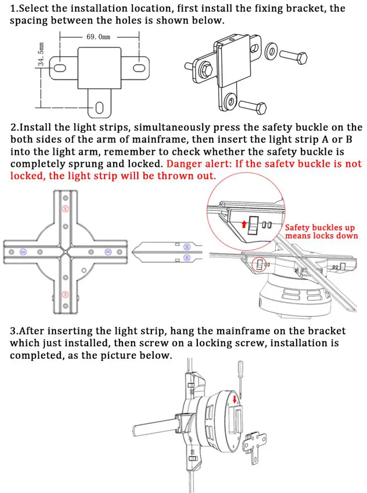 Yewang Technology Shenzhen MS4 Hologram Fan User Guide - Install